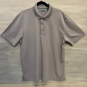 Cubavera Gray Ribbed Knit Short Sleeve Polo Shirt‎ Size Large Good Condition